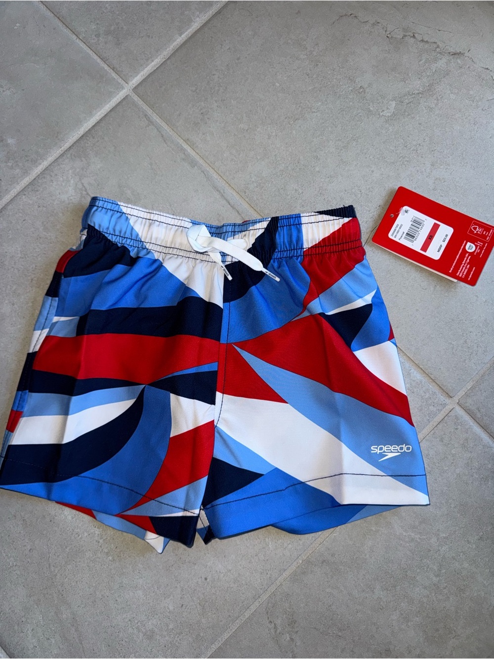 Speedo Kid Red, Blue & White Geometric Swim Shorts